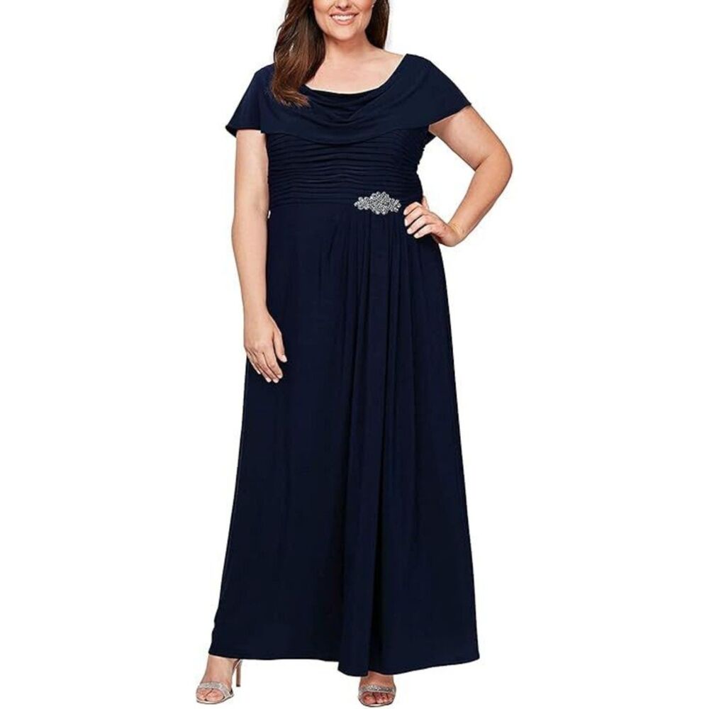 Alex Evenings‎ Women's Long Cowl Neck A-line Dress, 10